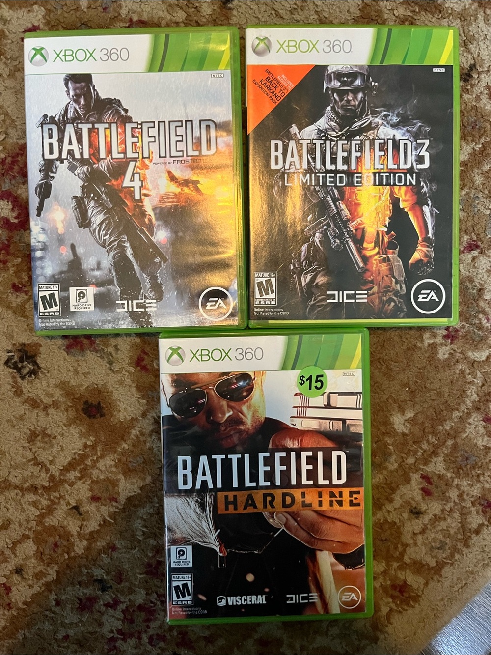 Battlefield 4, 3 Limited Edition & Hardline Xbox 360 Lot of 3 Xbox 360 CIB Teste